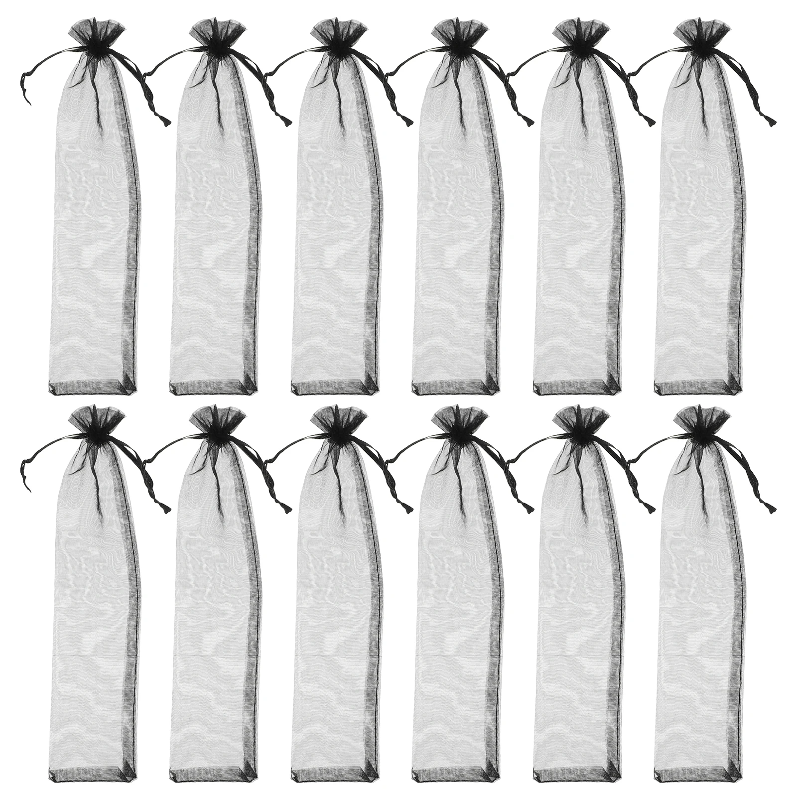 

50 Pcs Mesh Bag Small Jewelry Drawstring Party Favors Fan Black Organza Hand Mini Gift Packaging Pure Color