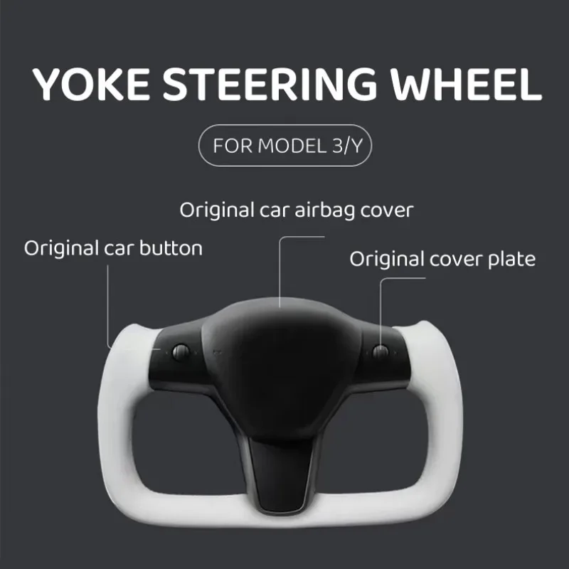 Yoke Steering Wheel For Tesla Model 3/Y 350mm/370mm Size Heating Optional Personalized NAPPA Leather Car Accessories 2017-2023