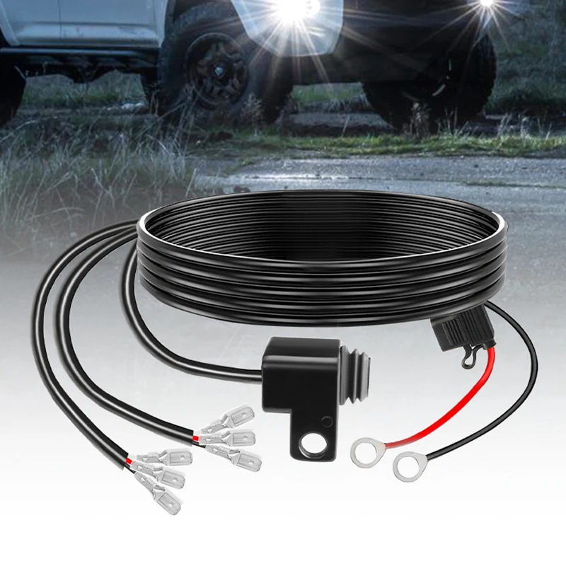 Car/ATV/UTV/Motorcycle Wiring Harness with Switch for LED Work Light, Cable, 1.5M Wire for Two Lights
