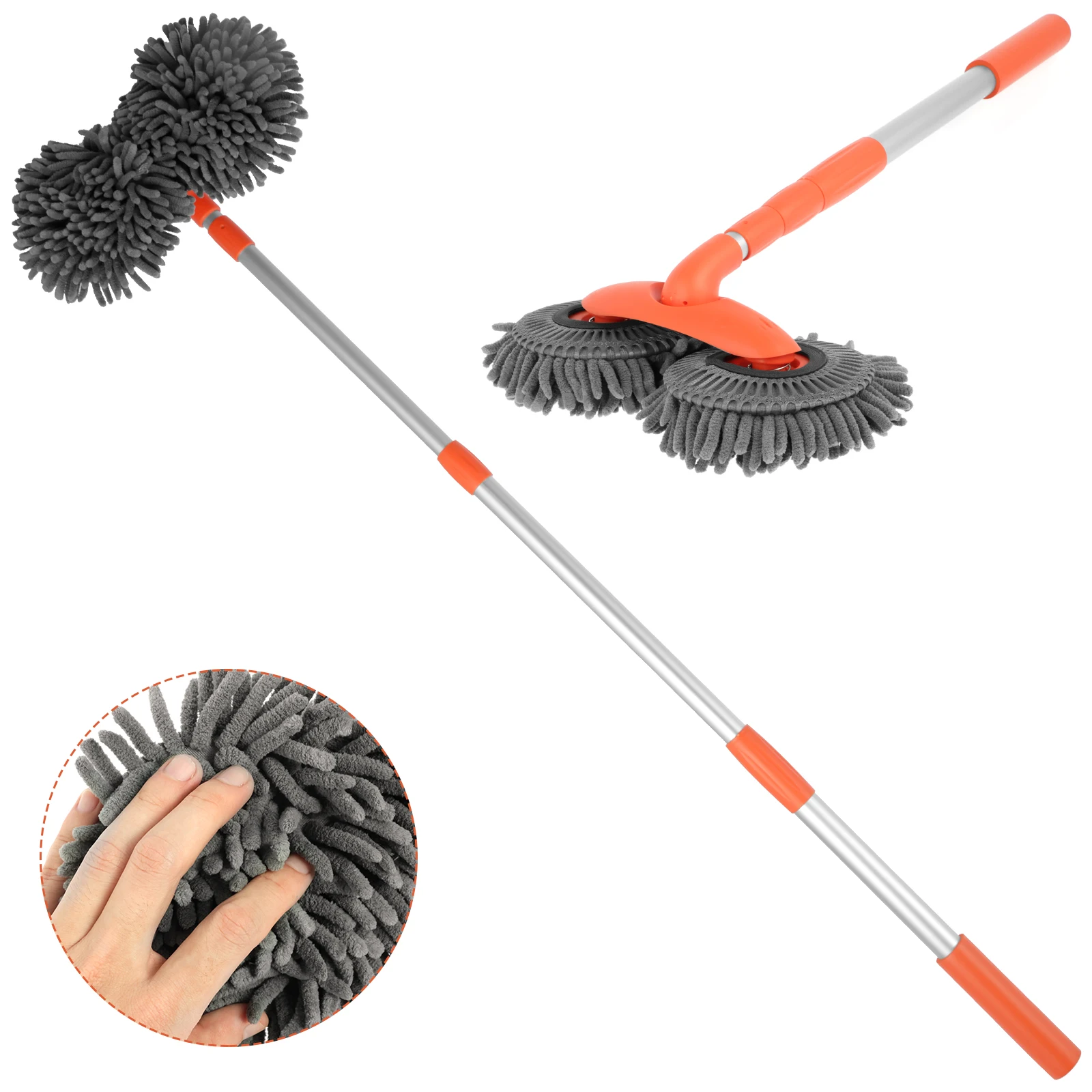 

Car Wash Mop Brush with Long Handle 360° Rotating Car Wash Mop Retractable Car Detailing Mop Absorbent Microfiber Car Brush Mop