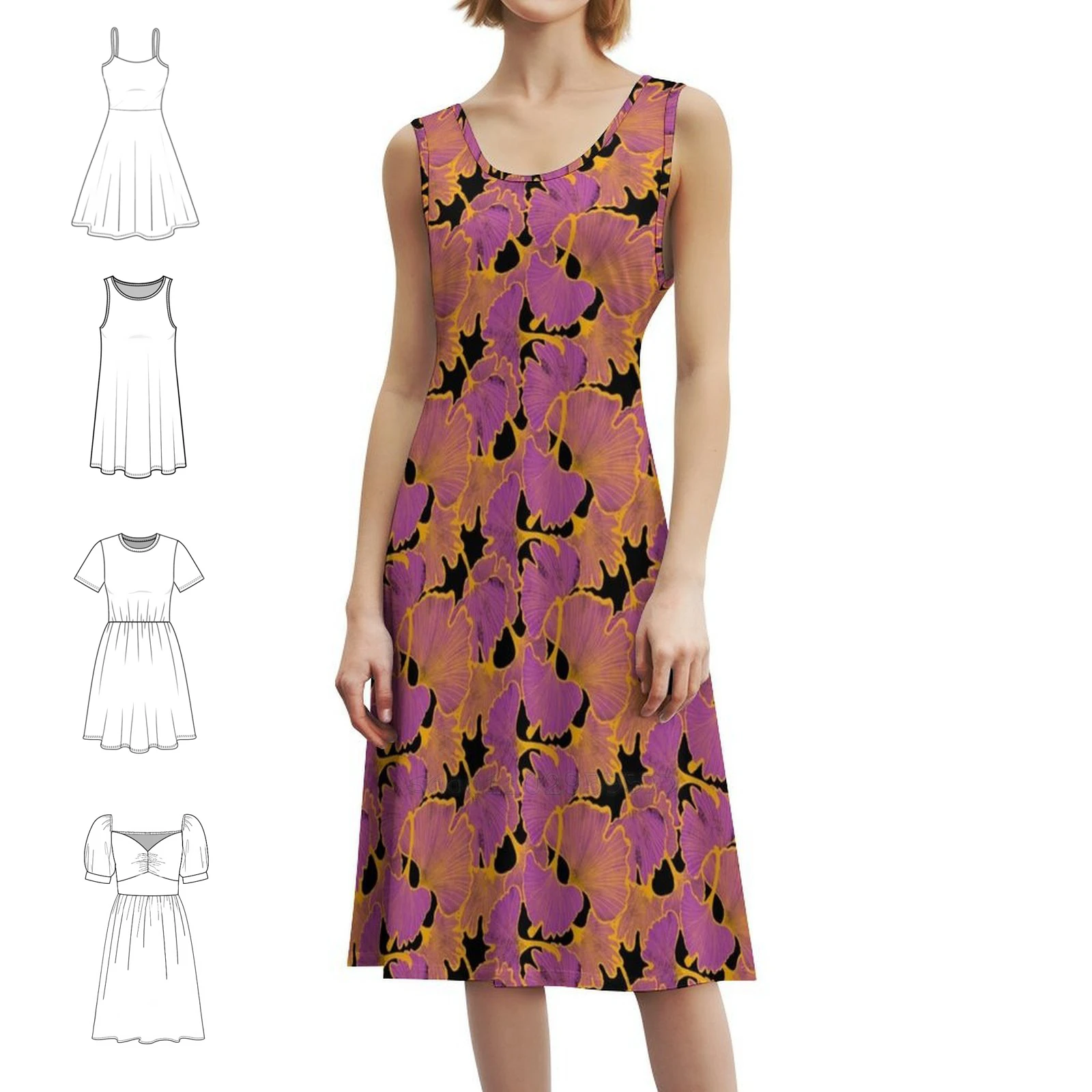 

Ginkgo Biloba Leaves Floral Smock Dress For Women Spring Summer Casual Dress For Party Ginkgo Background Foliage Leaf Tree