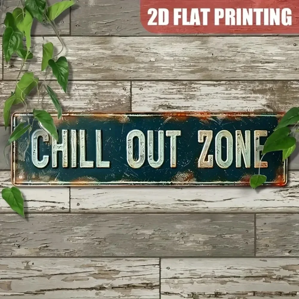 CIFBUY Vintage Chill Out Zone Aluminum Wall Art 8x8 Inch Waterproof Rustproof Metal Decor for Home Patio Porch Garden