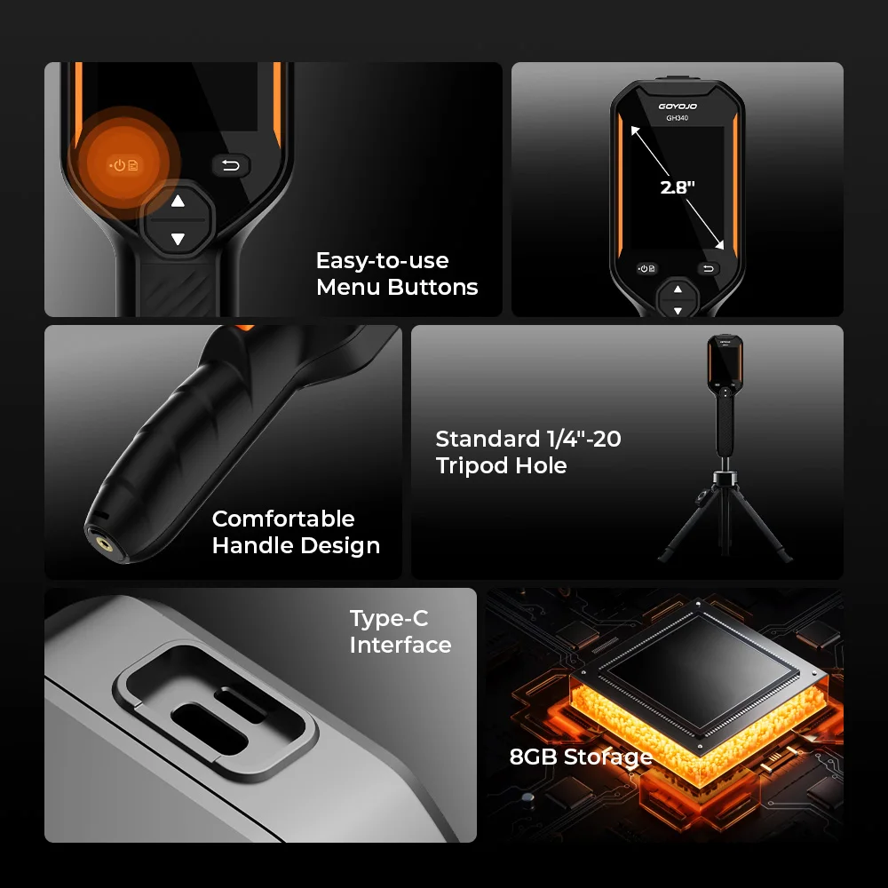 GOYOJO GH192 GH340 Thermal Camera, 320 X 240 2.8" LCD Screen, Dual-Camera Thermal Imaging Camera with 2MP Visual Camera Infrared Cameras for HVAC Electrical Building Inspection