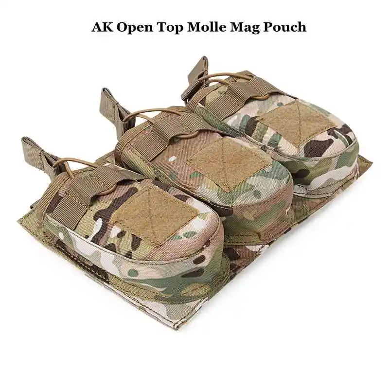 Single/Double/Triple Open Top Pouch for AK47 AR-15 Pmags Magazine Fits Chest Rig Assault Vest Plate Carrier With MOLLE Webbing