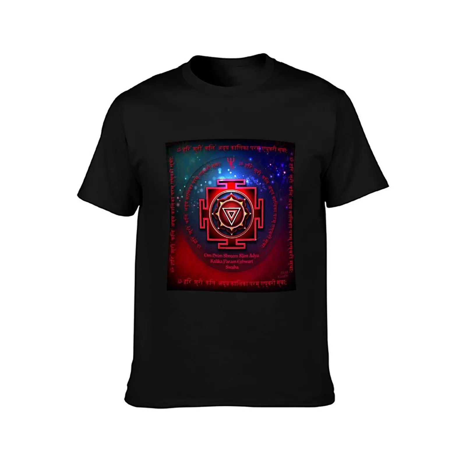 Kali Yantra with the Great Fifteen-Syllable Mantra T-Shirt Work Comfort for Men T-Shirt