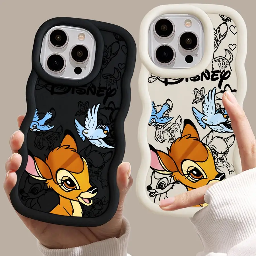 Coque de téléphone pour Apple iPhone 16e 16 15 14 Pro Max 14 15 16 Plus, couverture souple, dessin animé mignon Disney Bambi