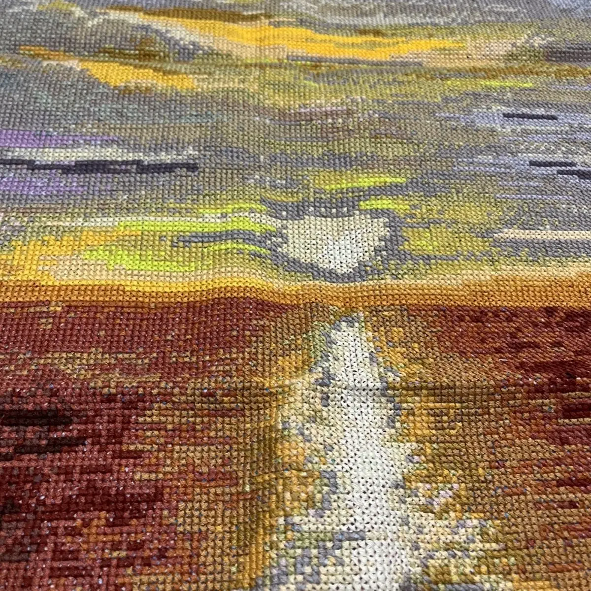 (Finished product) Pure handmade cross stitch finished product Sunrise Coastal Scenic Living Room, foyer, new house 61 * 78cm