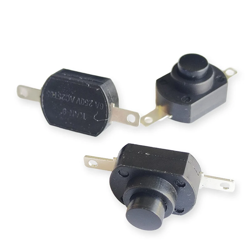 25 Stück KAN-9 selbstsichernder Netzschalter mit flachem Fuß, 18 x 13 mm, 6 A, 250 V AC, 2-polig, geeignet für Schreibtischlampen/starke Taschenlampen – Detail 2