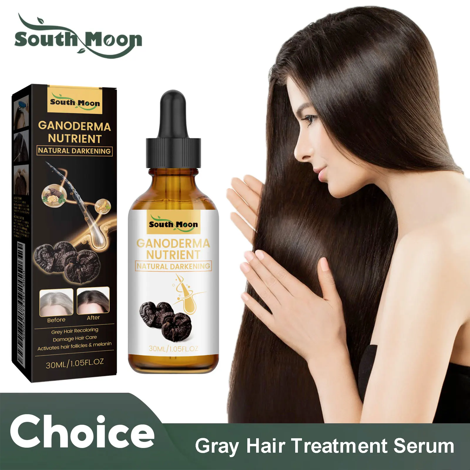 

Anti Gray Hair Serum Hair Blackening Natural Color Repair Anti Loss Moisturizing Scalp Care Gray White Hair Treatment Essence