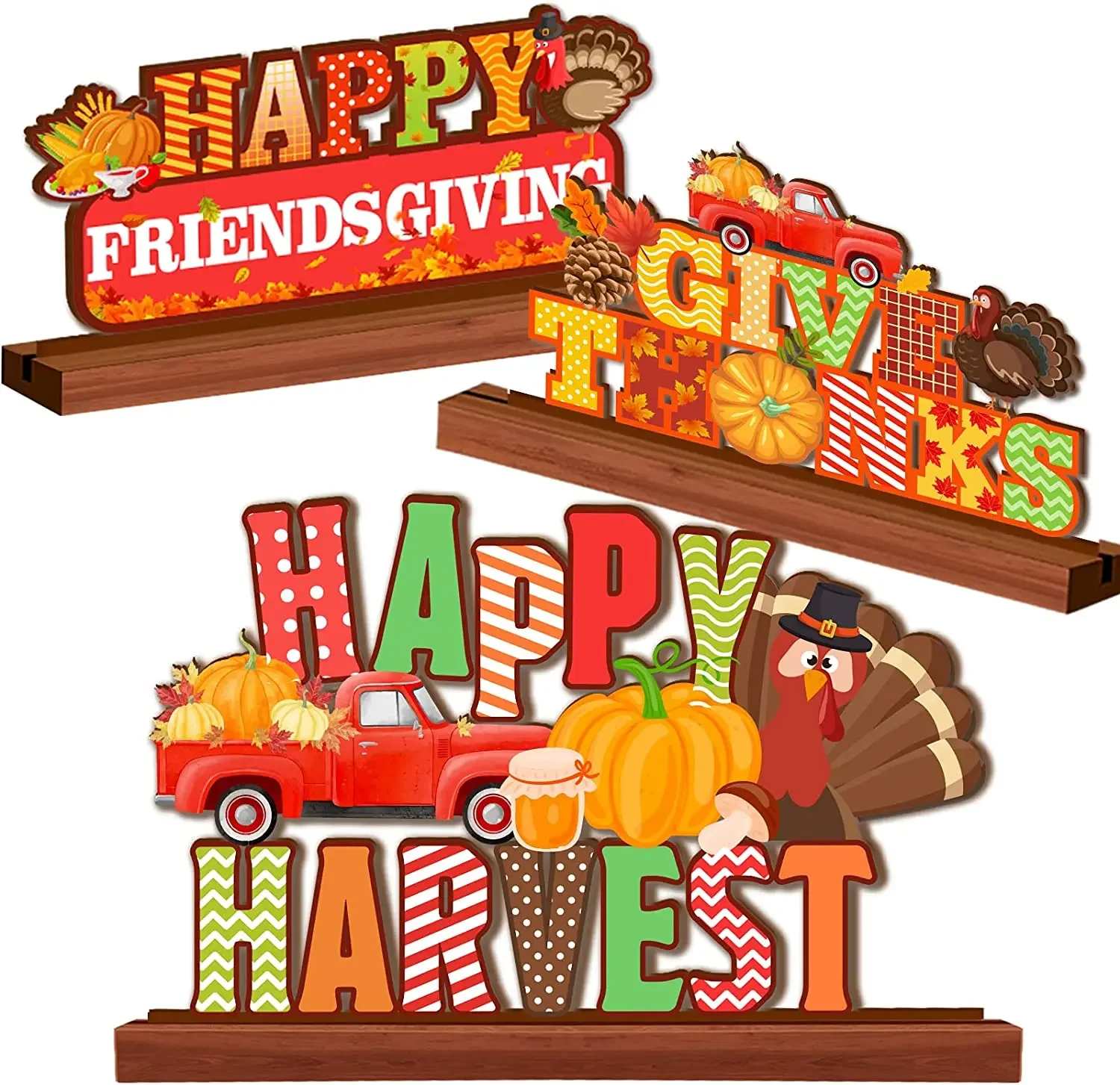 

Thanksgiving Themed Wooden Ornaments Table Decorations Fall Signs Happy Thanksgiving Harvest Friendship Party Decorations