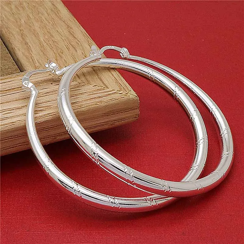 

925 Sterling Silver 30/40/50/60mm Carving Hoop Earrings For Women Wedding Party Earring Luxury Quality Jewelry Accessories