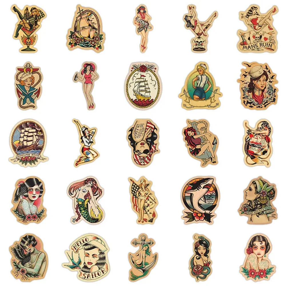 10/30/50/100Pcs Retro Sexy Pin-Up Meisjes Stickers Volwassen Graffiti Decoratie Sticker Telefoonhoesje Notebook Bagage Waterdichte Stickers