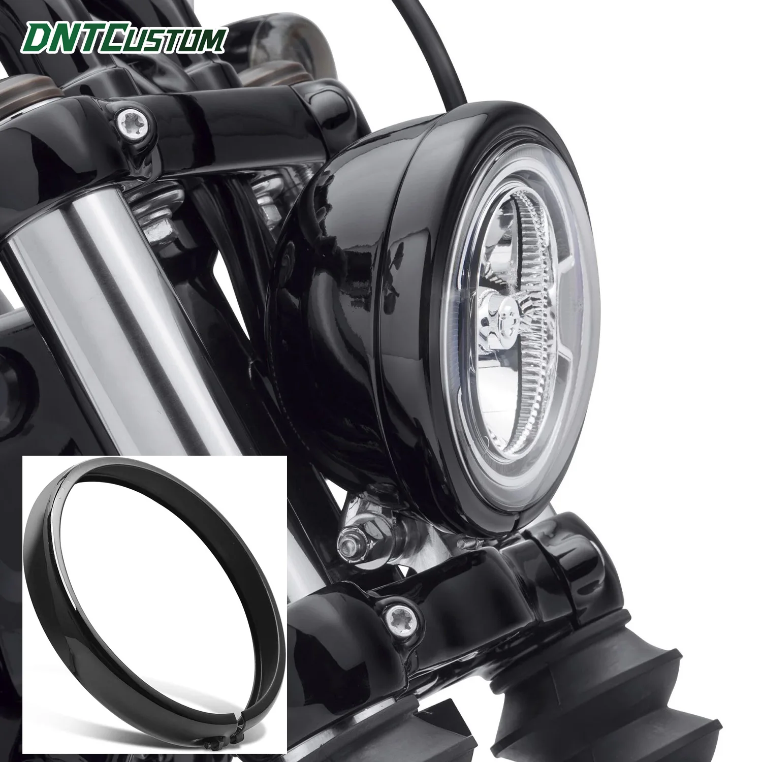 DNTCUSTOM 5.75 inch Headlight Trim Rings For Harley Softail Street Bob Breakout Dyna Sportster XL 883 1200 Motorcycle Parts