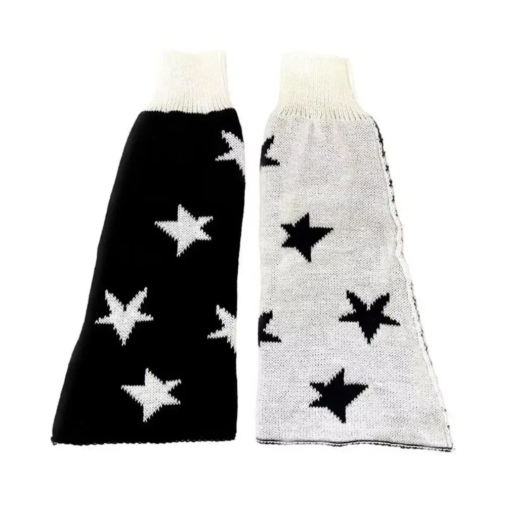 Scaldamuscoli stile punk Calzini copri gambe con motivo a stella croce gotica Calzini lavorati a maglia con design a cuore su due lati Moda JK