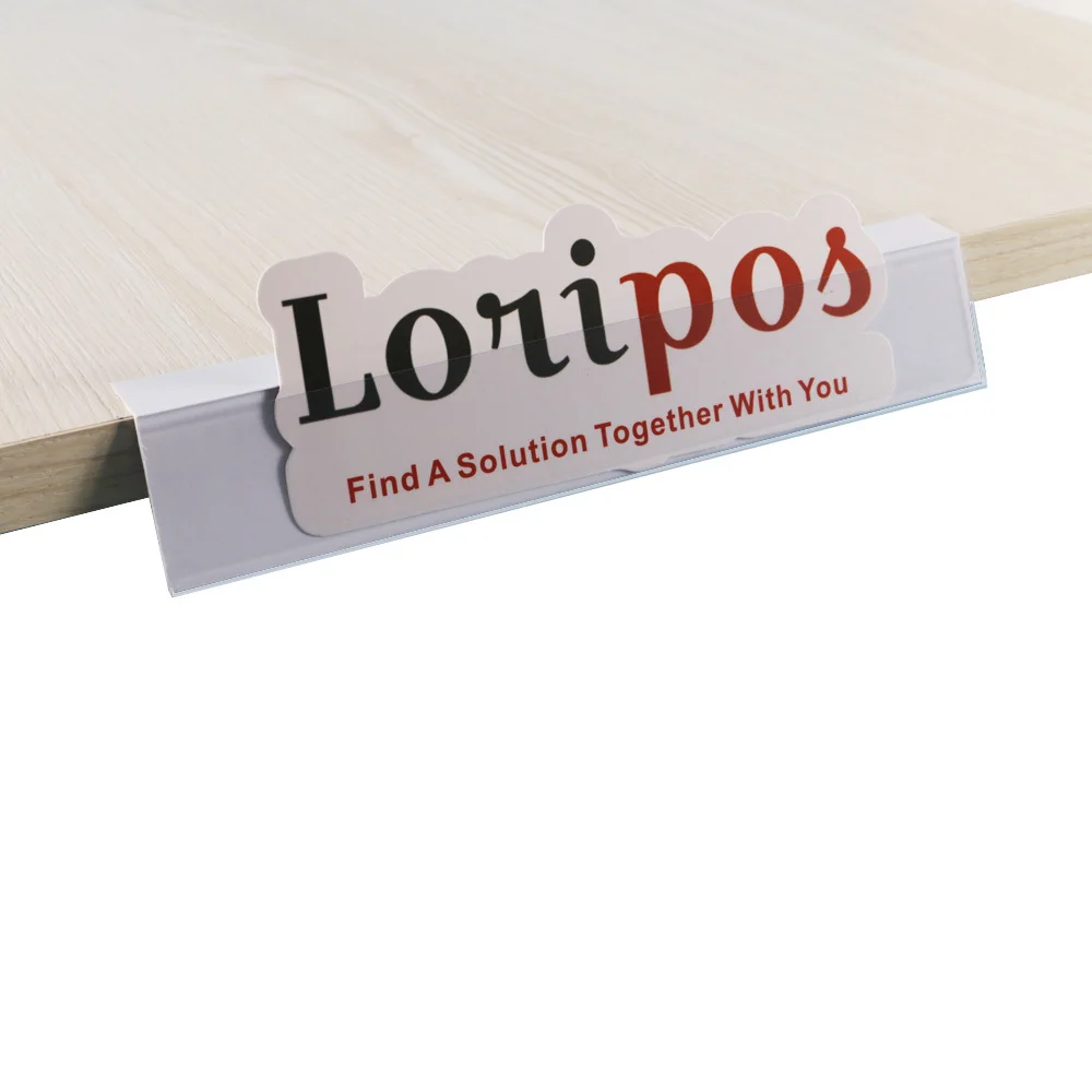 42mm L Shape Self Adhesive Shelf Label Holder Data Strip Clip For Price Tag, OR Code, Sign Scanning In Supermarket Or Warehouse