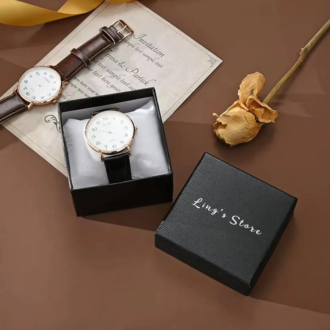 24Pcs Personalized Logo Jewelry Kraft Paper Watch Cardboard Box Accessories Gift for Necklace Ring Pendant Showcase Storage