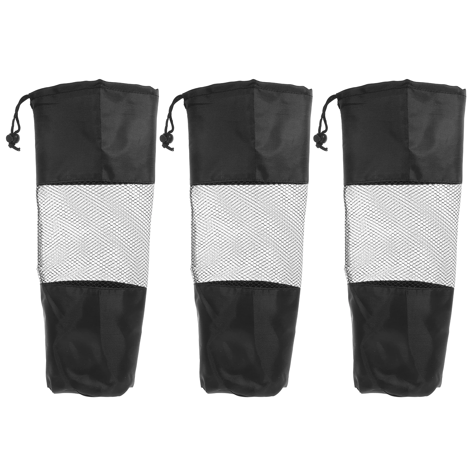 

3pcs Yoga Mat Mesh Bags Lightweight Gym Roller Bag Storage Organizer Black Small Foldable Compact For Camping
