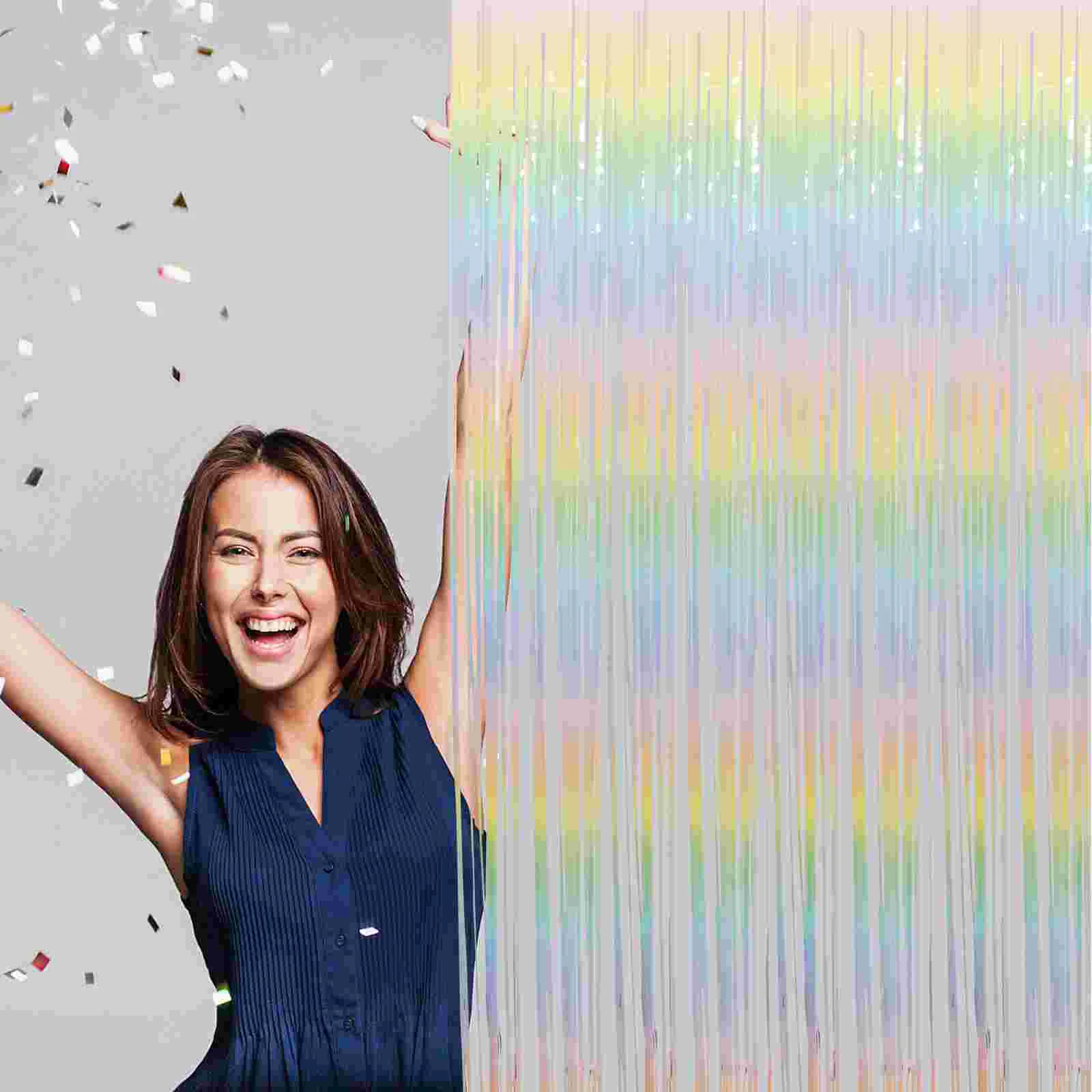 

Birthday Decor Macarons Tinsel Curtain Fringe Backdrop Rain Baby Shower Decorations
