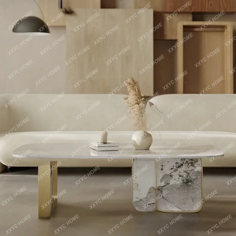 

imported rock slab coffee table light luxury modern rectangle