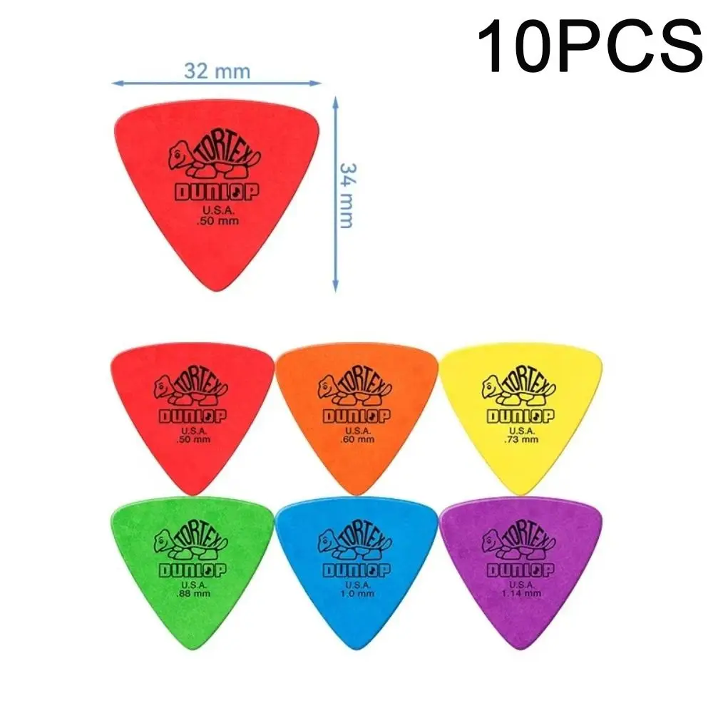 10 Uds. De púas de guitarra Delrin Dunlop 0,5/0,6/0,73/0,88/1,0/1,14 MM, púas triangulares de estilo antideslizante, accesorios para guitarra acústica