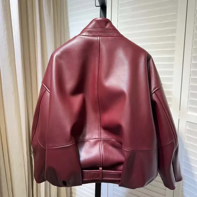 Europese site damesjas lente en herfst 2024 nieuwe collectie lederen jas losse kleding casual stijl korte lengte