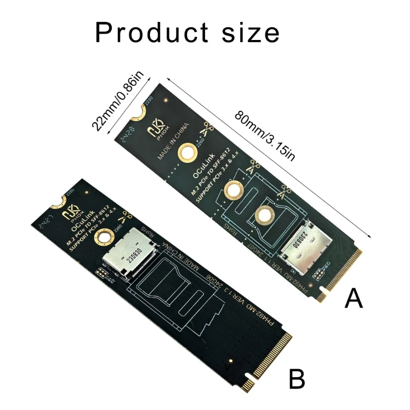 M.2 PCIe NVMe to SFF 8612 Conversion Adapter Card Support SFF8611 SFF8612 Fast Data Transfer Enhances Storage Solution