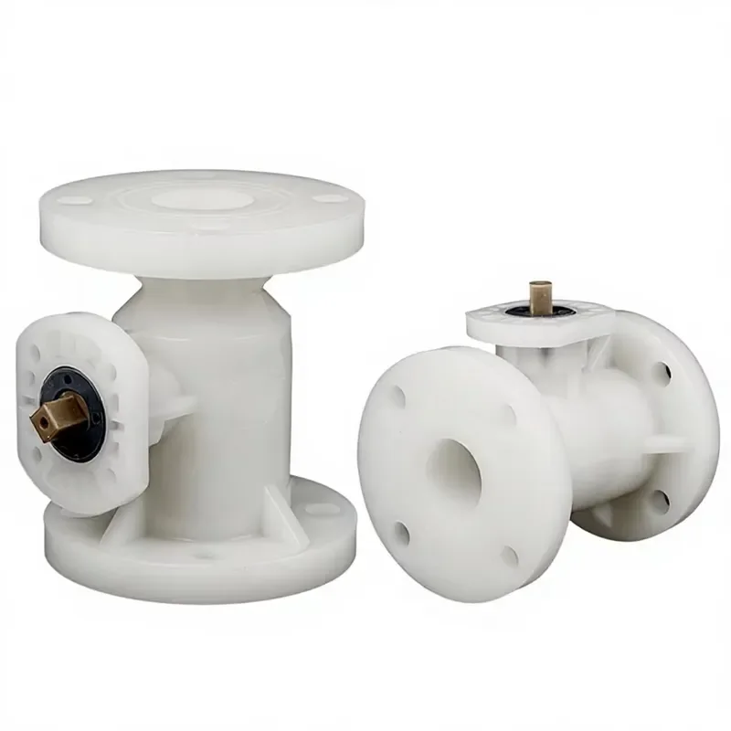 High Platform Flange Ball Valve Two-Way Manual Operation Resistant Chemical Water Treatment White