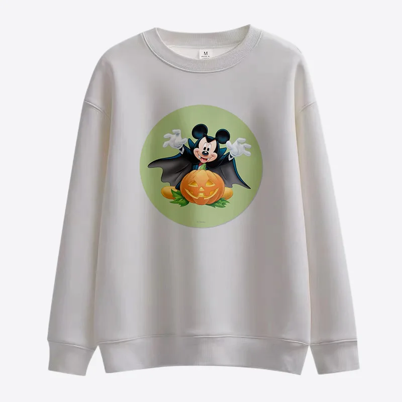 Autumn Horror Halloween Disney Brand Mickey and Minnie Anime Round Neck Fashion Casual Sweater Men\'s Pullover Long Sleeve Top