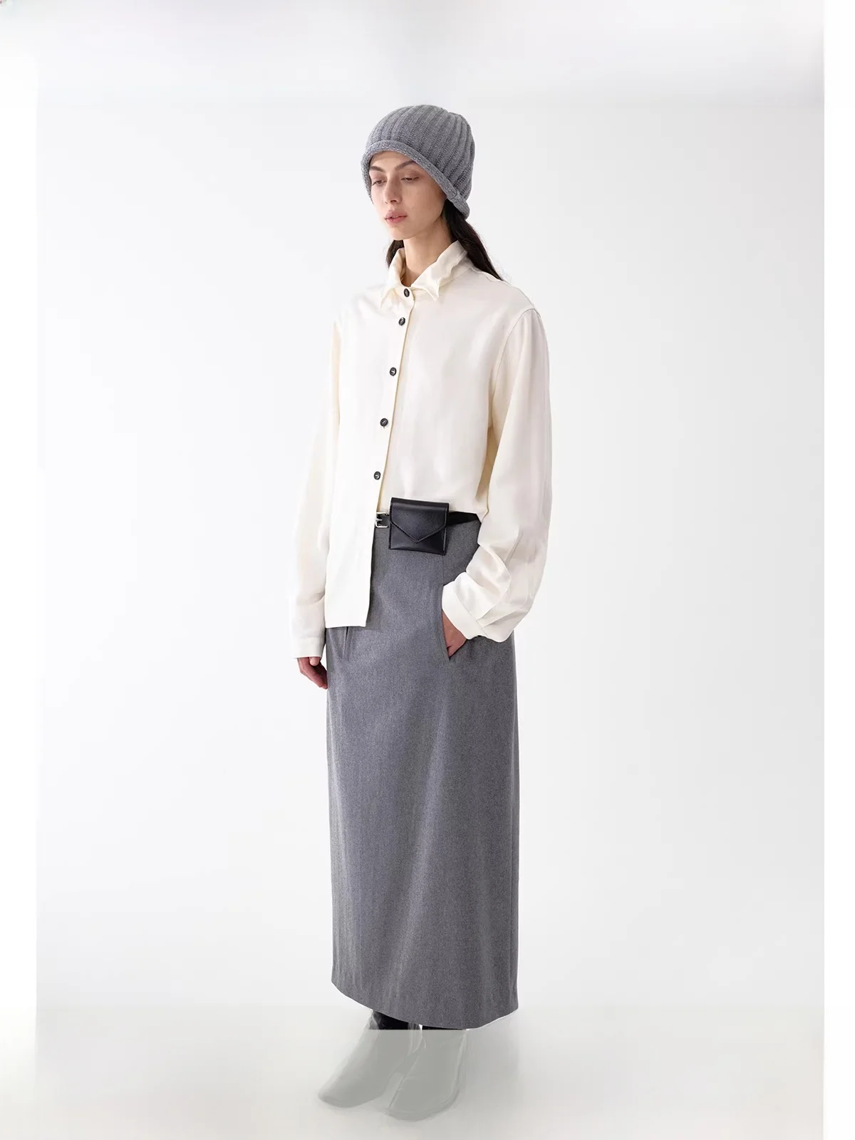 

Planites Wool Lyocell Blend irt Drapery apeable Collar Comfortable Warm Long Sve Pure Color Button Closure Casual irt