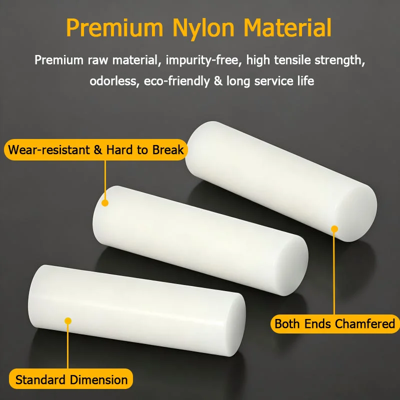 1/5/10pcs Nylon Column Pins Diameter 18-50mm High Wear Resistant Solid Cylindrical Pins, Spare Parts for Couplings Reducers