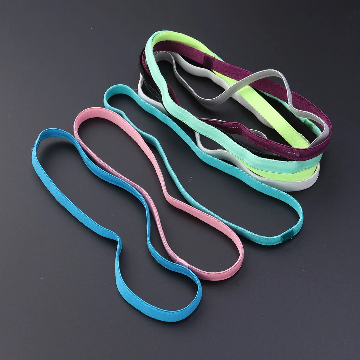 

9pcs Candy Color Running Headband Soft Elastic Silicone Lined Sports Headbands For Gym Yoga Workout Exercise Sweatband