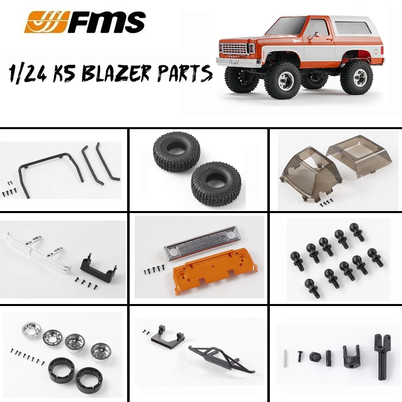 FMS 1:24 FCX24 K5 blezer części zdalnie sterowana ciężarówka opony amortyzator szyb przedni lub tylny zderzak bagażnik dachowy