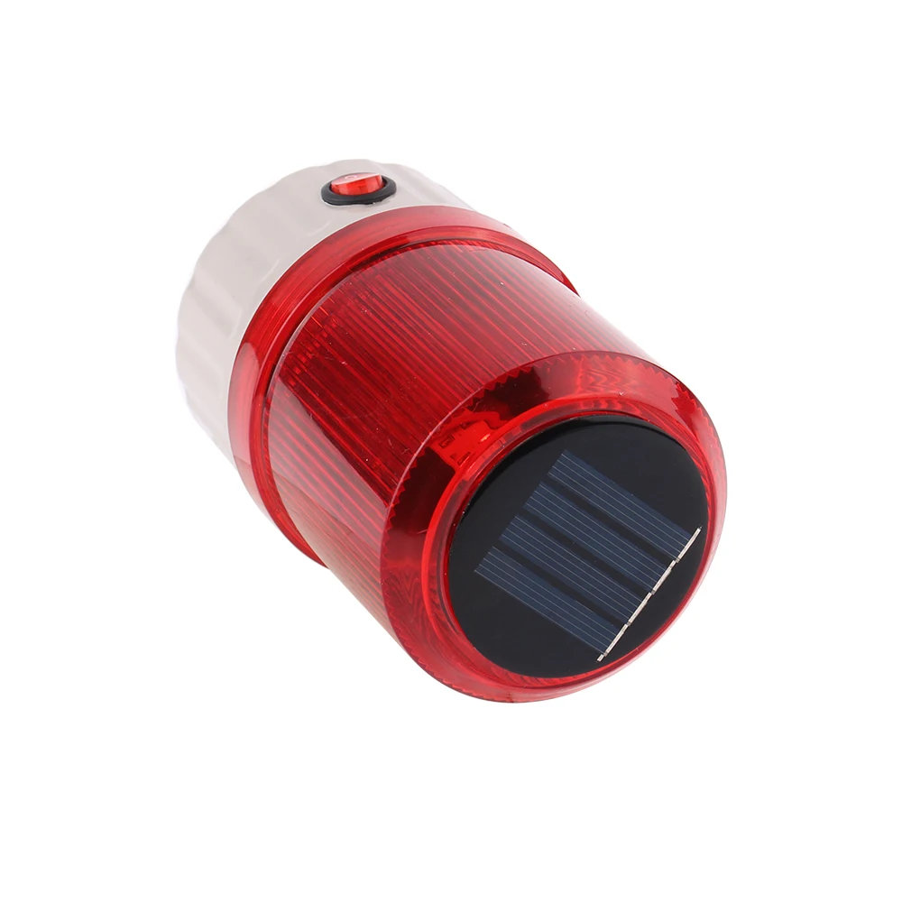 Red LED Solar Energy Storage Lamp Night Safety Emergency Warning Light Solar LED Flashing Light Signal Adsorption No Buzzer