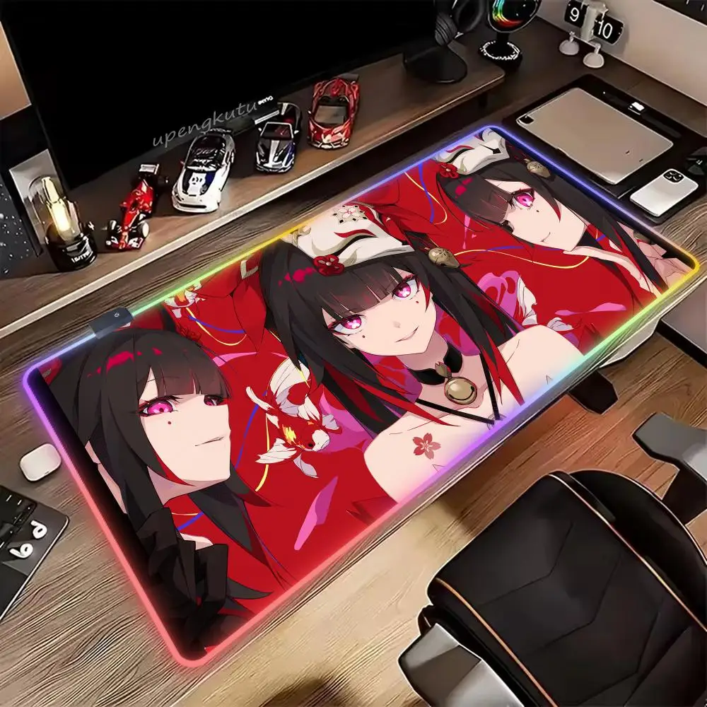 

Fox mask and girl Mouse Pad RGB HD XXL Cute Mouse Pad Keyboard Mousepad PC Large Table Pad Gaming Laptop LED Desk Mat