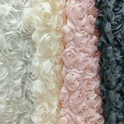 3D Large Rose Embroidered Fabric Mesh Wedding Dress Stage Wear DIY Sewing Designer Fabric
