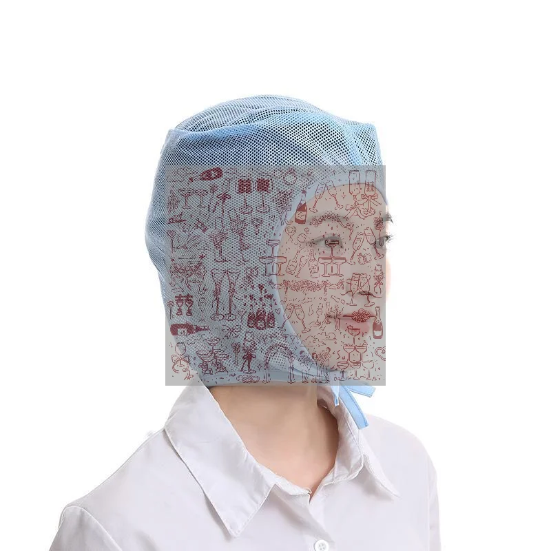Breathable Mesh Work Cap Adjustable Tie Washable Fabric Perfect For Food Factory Catering Clean Workspace
