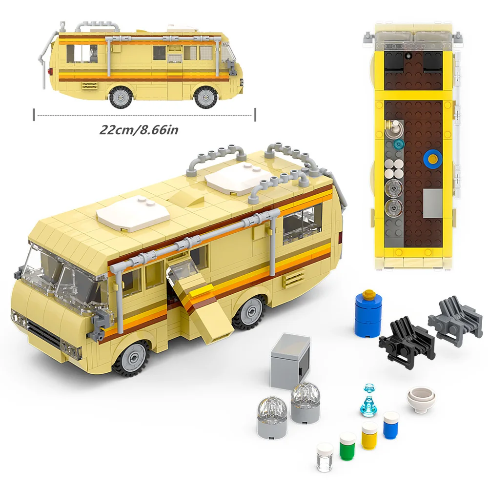 Technical Block American TV Drama Retro RV CAR Breaking Bad Cooking Lab Walter White Pinkman Model Building Brick Toys Gift