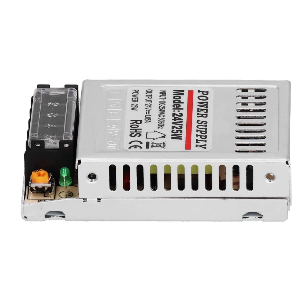 25W DC 24V 1.05A Switching Power Supply Small Size Aluminum Alloy Power Transformer Over Temperature Protection with Copper Coil