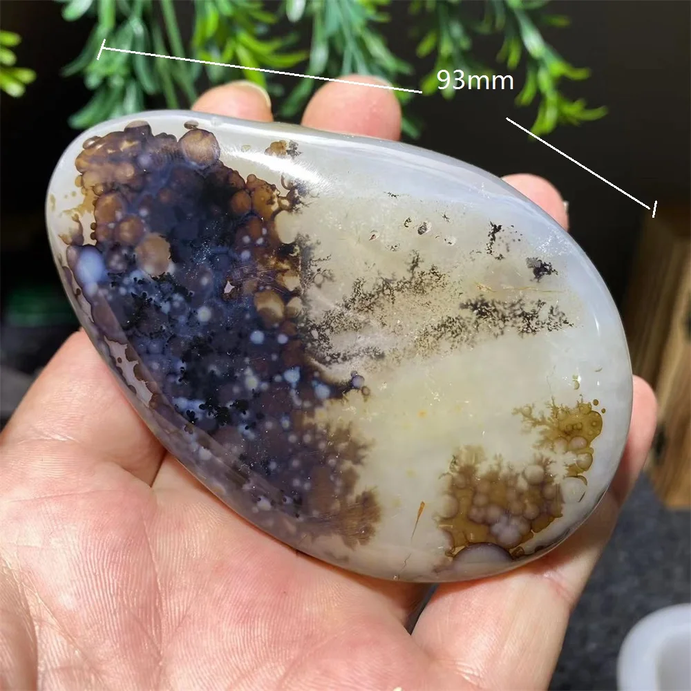 Natural Tree Branch Agate Ink Moss Crystal Palm Heart Stone Quartz Reiki Decoration High Quality Beauty Healing Minerals