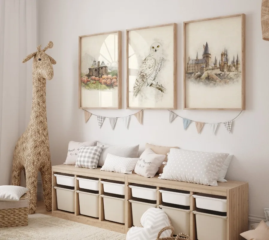 Wizard Inspired H-Hogwarts Poster Owl Magical School Castle Pumpkin House Canvas Painting Nursery Wall Art Kids Room Home Decor