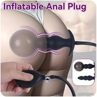 سدادة مؤخرة قابلة للنفخ، قطر قابل للتعديل 1.18 بوصة إلى 3.15 بوصة، قابس شرجي قابل للنفخ مع صمام تحرير سريع