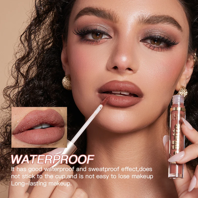 USHAS, set di matite per labbra e lucidalabbra 2 in 1, 12 colori disponibili, smalto per labbra impermeabile e antiaderente, matita per labbra opaca setosa, ragazza