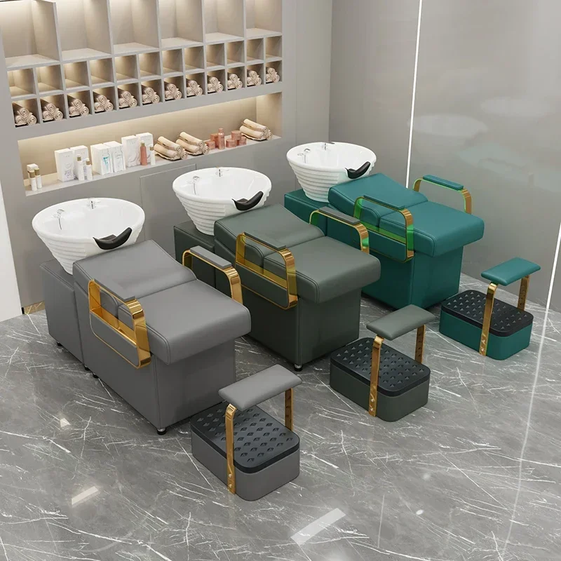 

Professional Salon Makeup Chair Complete Beauty Washbasin Spa Massage Shampoo Bed Hair Hairdresser Washing Machine Furniture