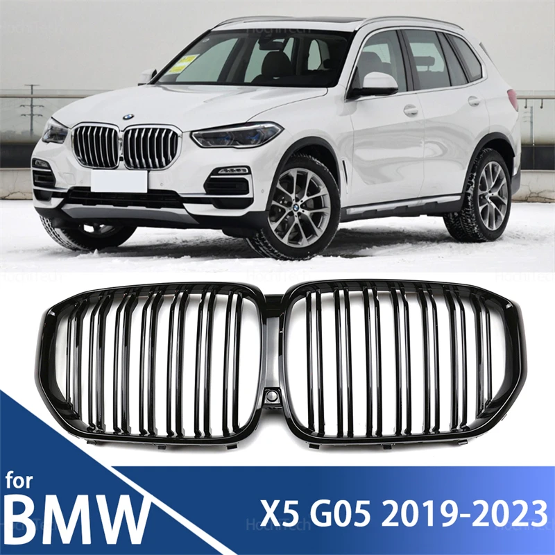 

Гоночная решетка для BMW X5 серии G05 2019 2020 2021 2022 2023 Новый вид глянцевая черная передняя решетка для почек 2 сменные планки