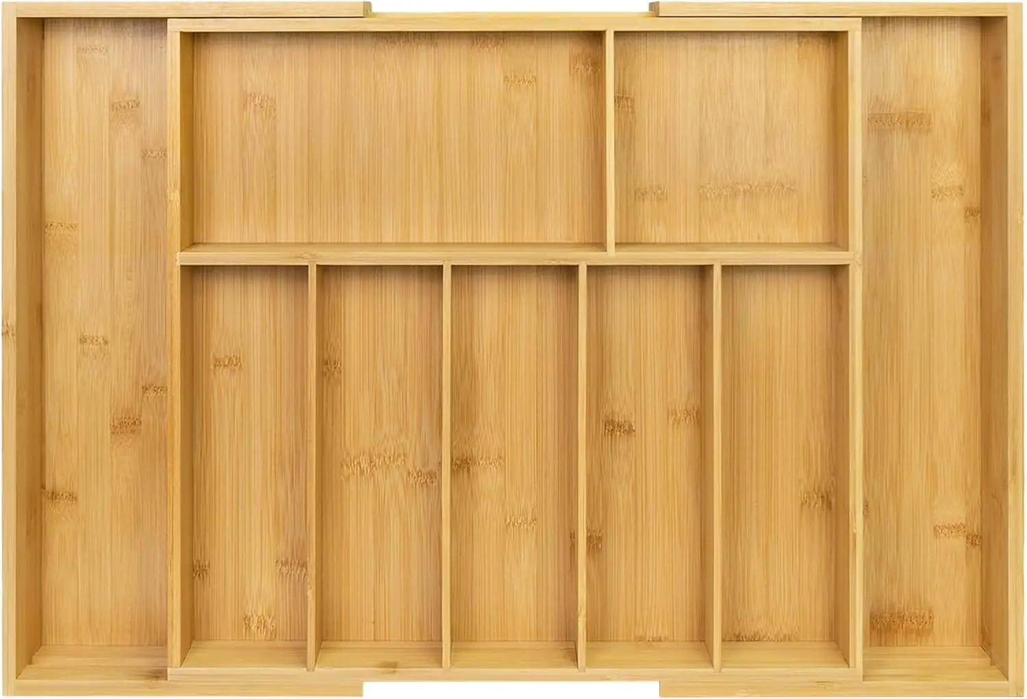 

Expandable Bamboo Drawer Organizer for Utensils, Silverware, and Flatware with 7-9 Slots