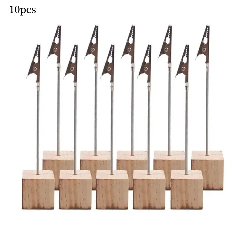 10pcs Creative Wooden Card Holder DIY Crocodile Iron Clip Message Clip Fashion Office Desk Memo Paper Clips