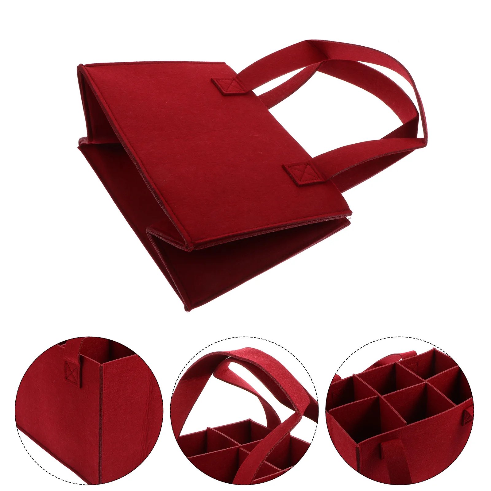 

Wallet Tote Bag Carrier Bottle Portable Pouch Remover Red Felt Storage Shopping