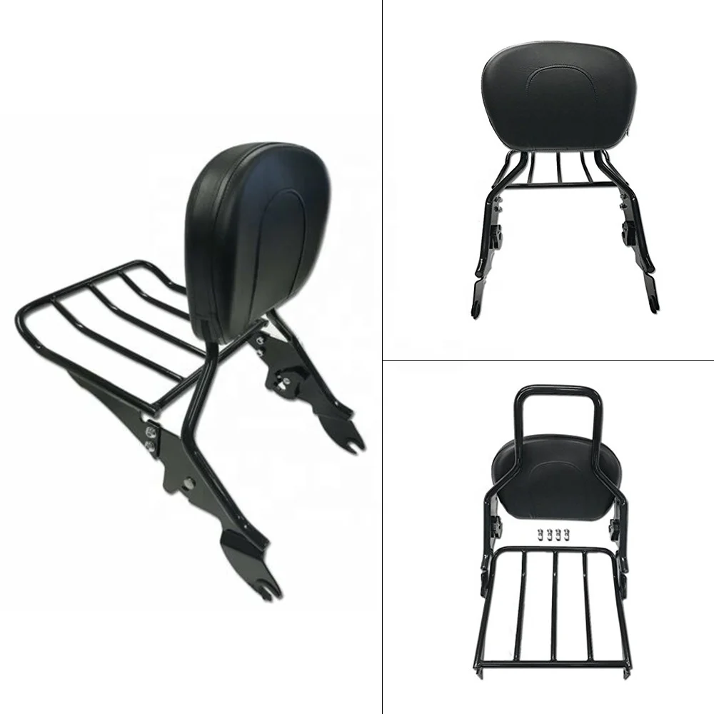 High Quality Chinese Manufacturer Black Detachable Sissybar Backrest W/Luggage Rack for Touring Glide King