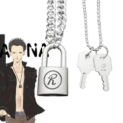 Anime NANA Necklace Oosaki Nana Honjo Ren Key R Lock Unisex Punk Pendant Cosplay Vintage Matte Choker Jewelry Accessories Gift