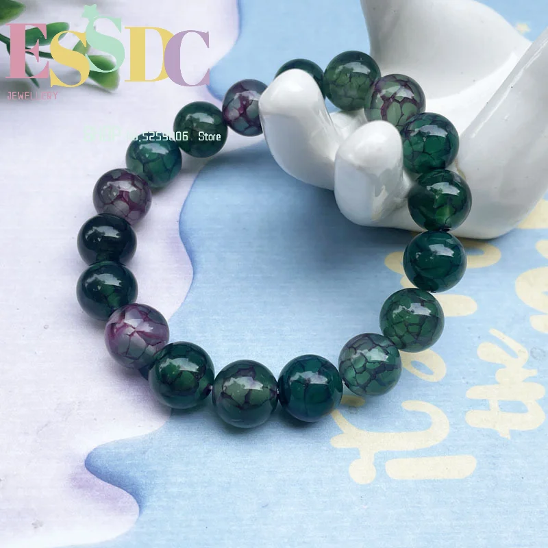 Exquisite jewelry green dragon pattern agate chalcedony mesh bracelet for men and women for daily wear view 4